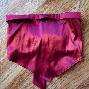 Red Satin Scarf Bandeau Top with Tie Back